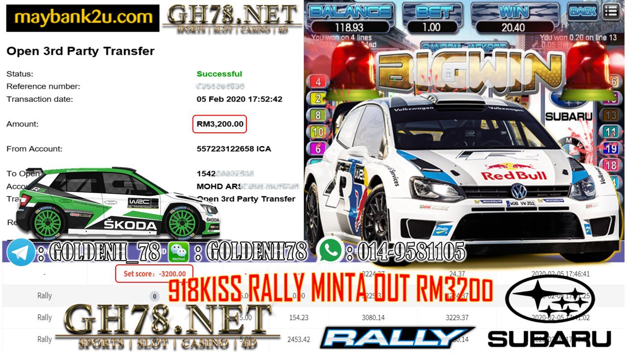 MEMBER MAIN 918KISS GAME RALLY MINTA RM3200!!!! 