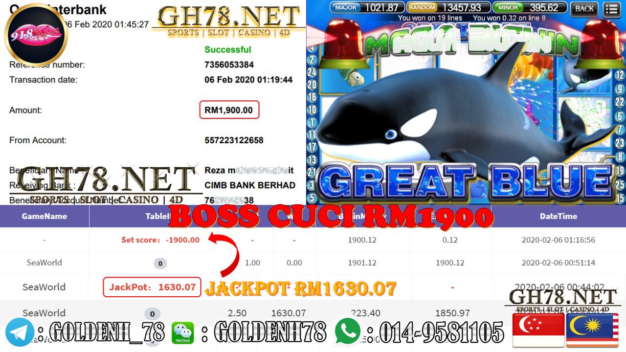 2020 NEW YEAR !!! MEMBER MAIN 918KISS, GREAT BLUE , WITHDRAW RM1900 !!!